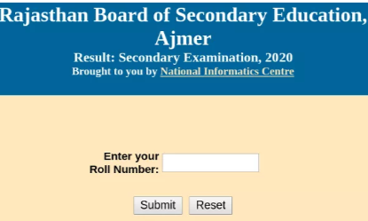  Rajasthan RBSE 10th Results 2020
